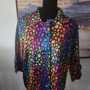 CJ Banks Colorful Patterned Jacket X 3/4 Sleeve